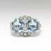 Vintage Blue Topaz Diamond Ring Circa 1940's Retro Bow Wedding Something Blue Ring Palladium