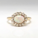 Antique Opal Diamond Ring Circa 1890's Victorian Old European Cut Diamond Halo Ring 14k Rose Yellow Gold