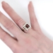 Vintage Emerald Cut Garnet Diamond Halo Engagement Ring Circa 1950's 14k Yellow White Gold