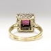 Vintage Emerald Cut Garnet Diamond Halo Engagement Ring Circa 1950's 14k Yellow White Gold