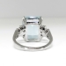 Vintage Emerald Cut Aquamarine Diamond Ring Circa 1970's  Ring 14k White Gold