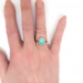 Art Deco Turquoise Ring Circa 1930's Russian Turquoise Single Cut Diamond Halo Ring 14k Rose 