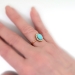 Art Deco Turquoise Ring Circa 1930's Russian Turquoise Single Cut Diamond Halo Ring 14k Rose 