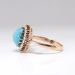 Art Deco Turquoise Ring Circa 1930's Russian Turquoise Single Cut Diamond Halo Ring 14k Rose 