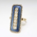 Antique Edwardian Diamond Ring Vintage Circa 1920's Blue Enamel Old Mine Cut Rose Cut Diamond 18k Yellow Gold Cocktail Ring