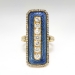 Antique Edwardian Diamond Ring Vintage Circa 1920's Blue Enamel Old Mine Cut Rose Cut Diamond 18k Yellow Gold Cocktail Ring