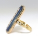 Antique Edwardian Diamond Ring Vintage Circa 1920's Blue Enamel Old Mine Cut Rose Cut Diamond 18k Yellow Gold Cocktail Ring