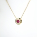 Vintage Ruby Diamond Necklace Circa 1990's Natural Red Ruby Diamond Halo Pendant 18k Yellow Gold