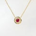 Vintage Ruby Diamond Necklace Circa 1990's Natural Red Ruby Diamond Halo Pendant 18k Yellow Gold