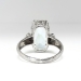 Art Deco Vintage 1930's Aquamarine Diamond Anniversary Engagement Birthstone Cocktail Filigree 18k White Gold Ring