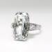 Art Deco Vintage 1930's Aquamarine Diamond Anniversary Engagement Birthstone Cocktail Filigree 18k White Gold Ring