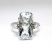 Art Deco Vintage 1930's Aquamarine Diamond Anniversary Engagement Birthstone Cocktail Filigree 18k White Gold Ring