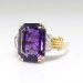 Vintage 5.60ct t.w. Emerald Cut Amethyst Diamond Ring Circa 1940's Jones & Woodland 14k Yellow Gold Platinum Birthstone Cocktail Ring