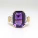 Vintage 5.60ct t.w. Emerald Cut Amethyst Diamond Ring Circa 1940's Jones & Woodland 14k Yellow Gold Platinum Birthstone Cocktail Ring