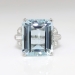 Vintage 8.46ct t.w. Emerald Cut Aquamarine Ring Circa 1940's Diamond Birthstone Engagement Wedding Ring Platinum