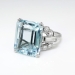 Vintage 8.46ct t.w. Emerald Cut Aquamarine Ring Circa 1940's Diamond Birthstone Engagement Wedding Ring Platinum