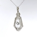 Art Deco Diamond Crystal Pendant Circa 1930's Filigree White Gold Pendant Necklace 14k