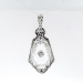 Art Deco Diamond Crystal Pendant Circa 1930's Filigree White Gold Pendant Necklace 14k