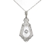 Art Deco Diamond Crystal Pendant Circa 1930's Filigree White Gold Pendant Necklace 14k