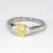 Estate Fancy Yellow Canary Diamond Trillion Cut Diamond Three Stone Engagement Ring Platinum 18k Yellow Gold