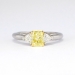 Estate Fancy Yellow Canary Diamond Trillion Cut Diamond Three Stone Engagement Ring Platinum 18k Yellow Gold