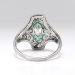 Art Deco Diamond Engagement Ring 1.70ct t.w. Green Lab Emerald Halo Marquise Round Baguette Diamonds Platinum