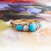 Antique Turquoise Five Stone Band Circa 1900's Old Mine Cut Diamond Turquoise Ring 18k