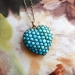 Antique 1880's Pave' Cabochon Natural Turquoise Victorian Gold Heart Locket 10k Rose Yellow Gold