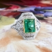 Antique Emerald Diamond Ring Circa 1915 2.84ct t.w. Natural Emerald & Old European Cut Filigree Engagement Birthstone Ring Platinum 18k