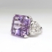 Vintage Amethyst Diamond Ring Circa 1940's Rose De France Filigree Cocktail Birthstone Anniversary Ring Platinum