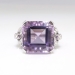 Vintage Amethyst Diamond Ring Circa 1940's Rose De France Filigree Cocktail Birthstone Anniversary Ring Platinum