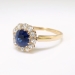 Antique Victorian Sapphire Ring Circa 1880's Natural Violet Blue Cushion Sapphire Old European Cut Diamond Halo Ring 14k Gold