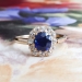 Antique Victorian Sapphire Ring Circa 1880's Natural Violet Blue Cushion Sapphire Old European Cut Diamond Halo Ring 14k Gold