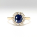 Antique Victorian Sapphire Ring Circa 1880's Natural Violet Blue Cushion Sapphire Old European Cut Diamond Halo Ring 14k Gold