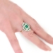 Art Deco Natural Emerald and Diamond Cocktail or Birthstone Ring 1.47ctw. 18k Platinum