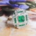 Art Deco Natural Emerald and Diamond Cocktail or Birthstone Ring 1.47ctw. 18k Platinum