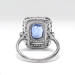 Vintage Sapphire Diamond Ring Circa 1930's Art Deco Double Halo Cocktail Birthstone Engagement Ring Platinum