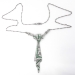 Art Deco Emerald Diamond Necklace 2.55ct t.w. Vintage Circa 1920's Old European Cut Diamond Emerald Filigree Necktie Pendant Platinum