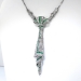 Art Deco Emerald Diamond Necklace 2.55ct t.w. Vintage Circa 1920's Old European Cut Diamond Emerald Filigree Necktie Pendant Platinum