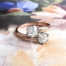 Vintage Toi Et Moi Double Diamond Ring .96ct t.w. Old European Cut Bypass Engagement Anniversary Ring 18k Rose Gold Platinum