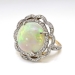 Antique Opal Diamond Ring Circa 1900's 6.41ct t.w. Natural Opal & Rose Cut Diamond Birthstone Anniversary Ring 18k Platinum