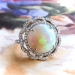 Antique Opal Diamond Ring Circa 1900's 6.41ct t.w. Natural Opal & Rose Cut Diamond Birthstone Anniversary Ring 18k Platinum