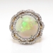 Antique Opal Diamond Ring Circa 1900's 6.41ct t.w. Natural Opal & Rose Cut Diamond Birthstone Anniversary Ring 18k Platinum