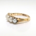 Victorian Antique Pearl Ring Circa 1850's Rose Cut Diamond Natural Pearl Stacking Wedding Band Ring 18k Yellow Gold