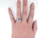 Estate Sapphire Diamond Ring Circa 1990's Blue Sapphire Diamond Halo Cocktail Birthstone Anniversary Engagement Ring 18k White Gold