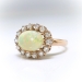 Victorian Style 2.02ct t.w. Australian Crystal Opal & Old European Cut Diamond Halo Ring 18k Rose Gold