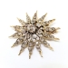 Antique Victorian Diamond Sunburst Brooch, Pendant 18k Yellow Gold