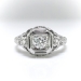 Art Deco Floral Filigree Diamond Engagement Ring in 18k White Gold