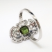 Edwardian C.D. Peacock Green Tourmaline Old European Cut Diamond Navette Ring Platinum