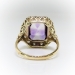 Art Deco 5.91 ctw. Amethyst and Diamond Halo Ring with Leaf Motif 14k